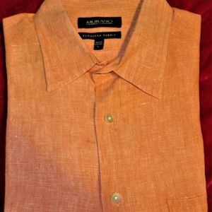 MURANO 100% LINEN ORANGE L/S CASUAL SHIRT-L